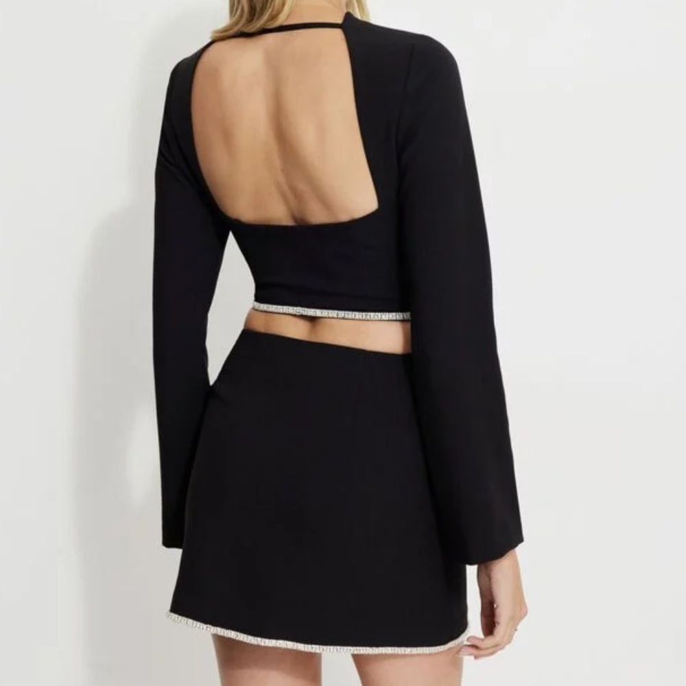 Open Back Rhinestone Long Sleeve Top from Dynamite